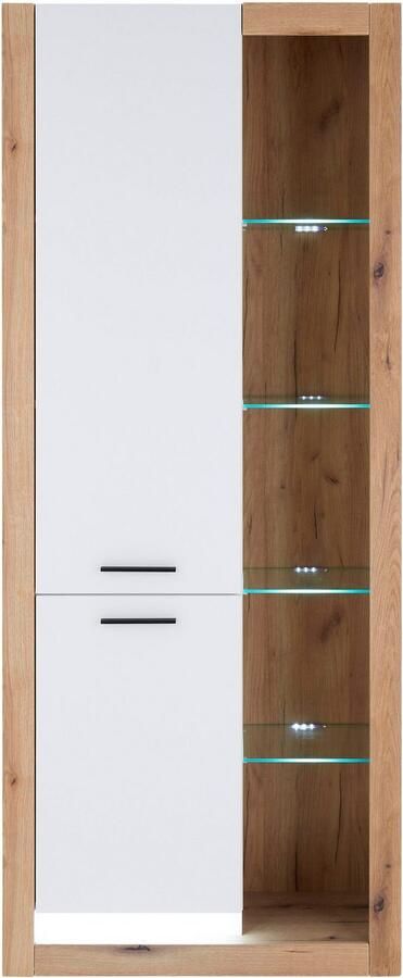 INOSIGN Vitrinekast Brixen vitrinekast in eik decor moderne staande vitrinekast Metalen grepen voldoende opbergruimte veelzijdig toepasbaar 80 cm breed - Foto 9