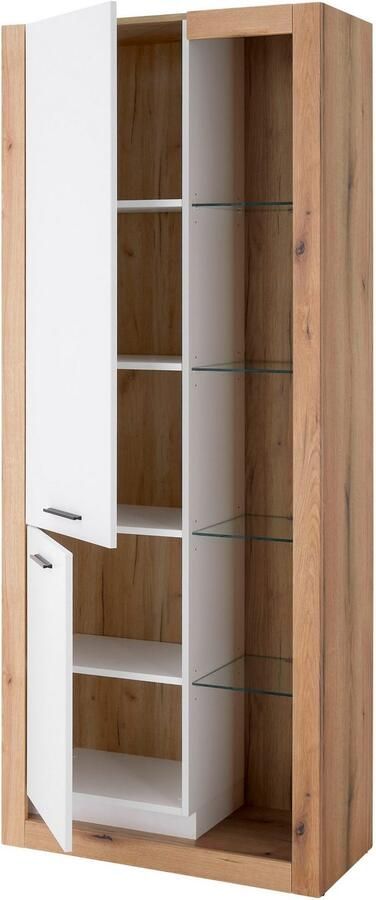 INOSIGN Vitrinekast Brixen vitrinekast in eik decor moderne staande vitrinekast Metalen grepen voldoende opbergruimte veelzijdig toepasbaar 80 cm breed - Foto 8