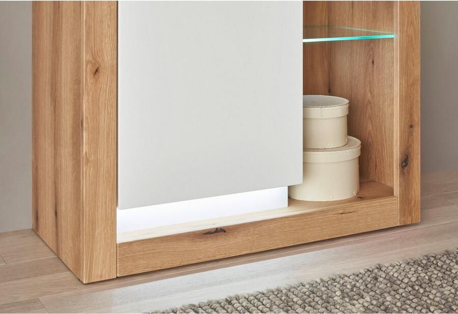 INOSIGN Vitrinekast Brixen vitrinekast in eik decor moderne staande vitrinekast Metalen grepen voldoende opbergruimte veelzijdig toepasbaar 80 cm breed - Foto 4