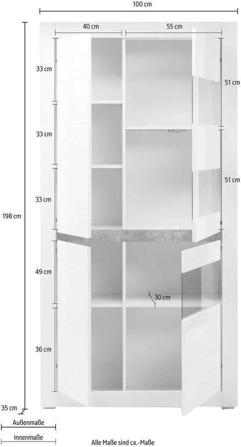 INOSIGN Vitrinekast Carat Hoogte 198 cm twee latten geleverd 1 x grijs 1 x wit - Foto 3