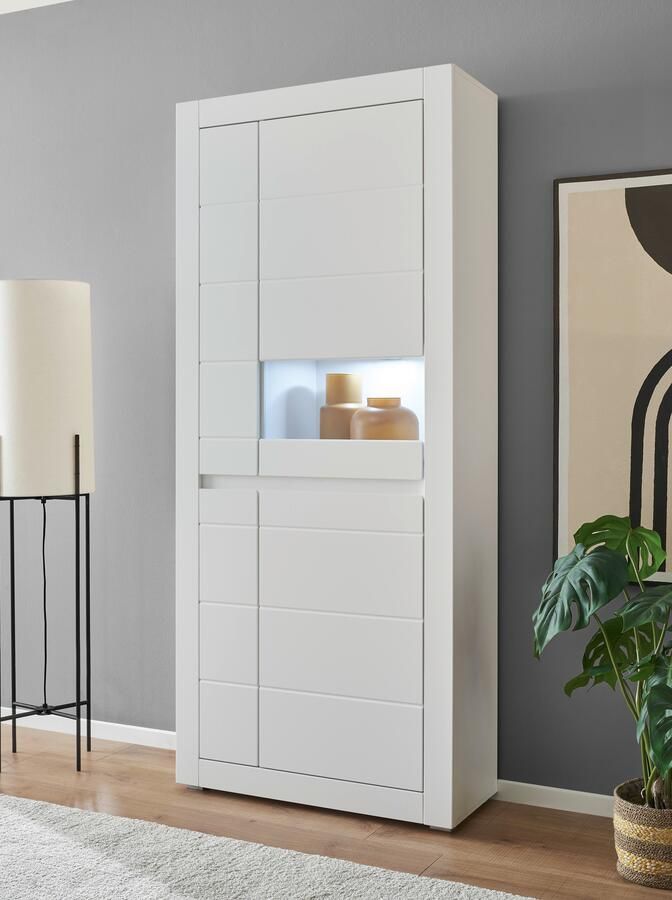 INOSIGN Vitrinekast Chester Hoge kast met opbergruimte Glazen vitrine Dressoir Mat Wit (1 stuk) - Foto 12