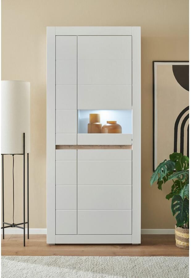 INOSIGN Vitrinekast Chester Hoge kast met opbergruimte Glazen vitrine Dressoir Mat Wit (1 stuk) - Foto 6