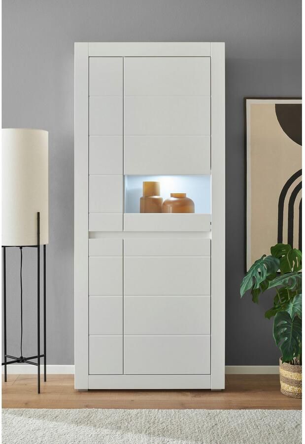 INOSIGN Vitrinekast Chester Hoge kast met opbergruimte Glazen vitrine Dressoir Mat Wit (1 stuk) - Foto 7