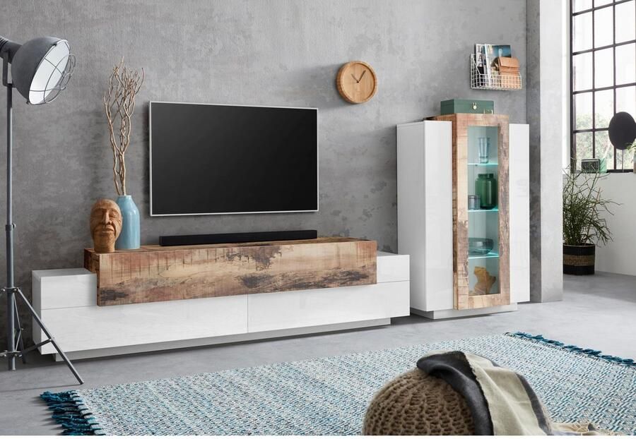INOSIGN Tv-meubel Coro lowboard TV-commode TV-meubelen TV-bank met 3 kleppen waarvan 2 met push-to-open functie breedte 200 cm - Foto 2