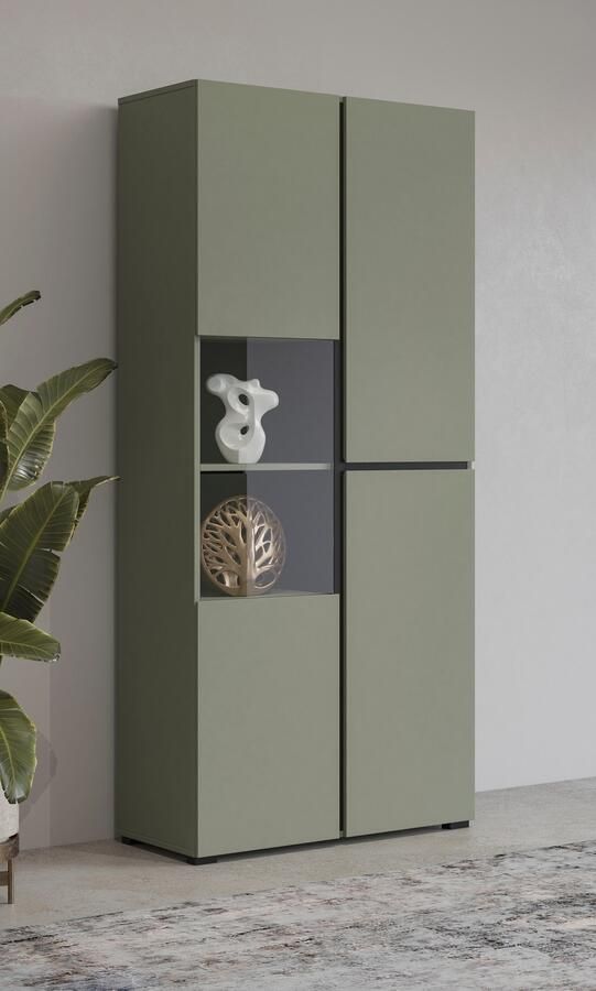 INOSIGN Vitrinekast Cross Hoogte 183 5 cm moderne greeploze staande vitrine met 3 deuren - Foto 5