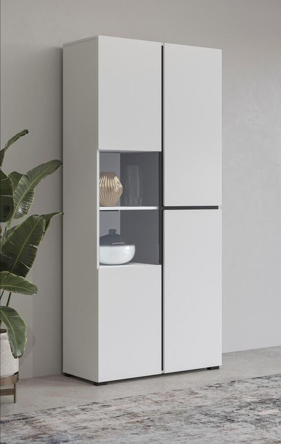 INOSIGN Vitrinekast Cross Hoogte 183 5 cm moderne greeploze staande vitrine met 3 deuren - Foto 5