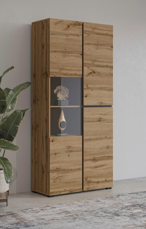 INOSIGN Vitrinekast Cross Hoogte 183 5 cm moderne greeploze staande vitrine met 3 deuren - Foto 6