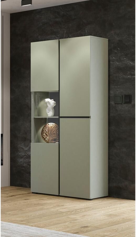 INOSIGN Vitrinekast Cross Hoogte 183 5 cm moderne greeploze staande vitrine met 3 deuren - Foto 2