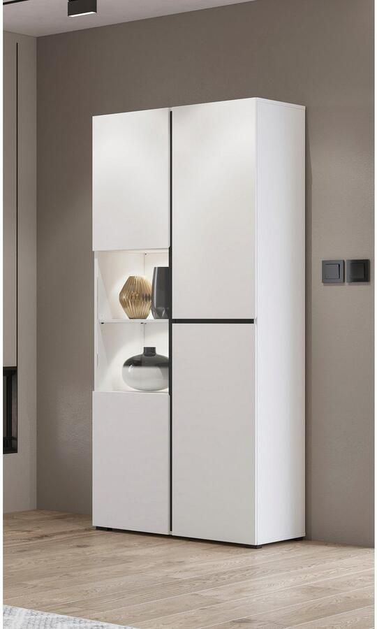 INOSIGN Vitrinekast Cross Hoogte 183 5 cm moderne greeploze staande vitrine met 3 deuren - Foto 2