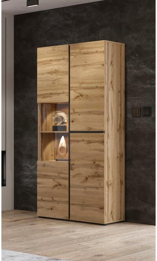 INOSIGN Vitrinekast Cross Hoogte 183 5 cm moderne greeploze staande vitrine met 3 deuren - Foto 3