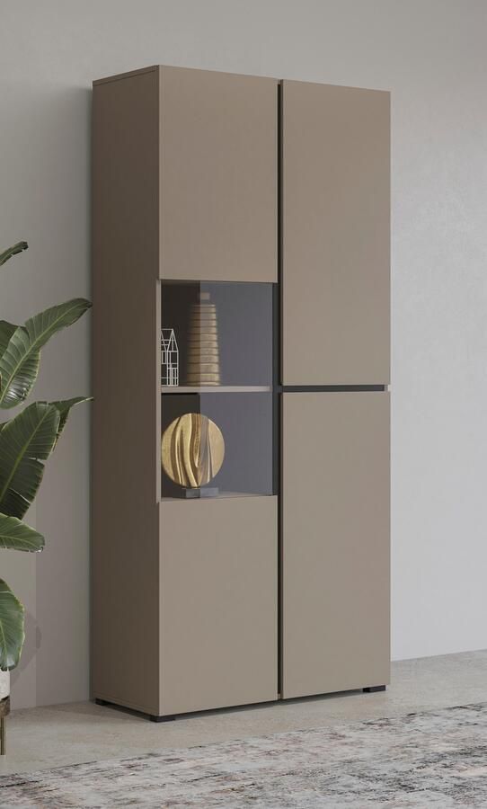 INOSIGN Vitrinekast Cross Hoogte 183 5 cm moderne greeploze staande vitrine met 3 deuren - Foto 5