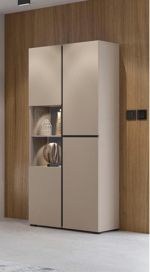 INOSIGN Vitrinekast Cross Hoogte 183 5 cm moderne greeploze staande vitrine met 3 deuren - Foto 2