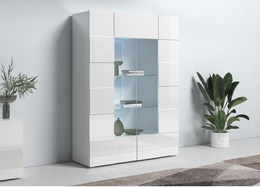 INOSIGN Vitrinekast Dama Hoogte 166 cm Breedte 121 cm Opberg vitrinekast met 2 deuren Staande vitrine front in 3D-uiterlijk veel opbergruimte verschillende kleuren - Foto 2