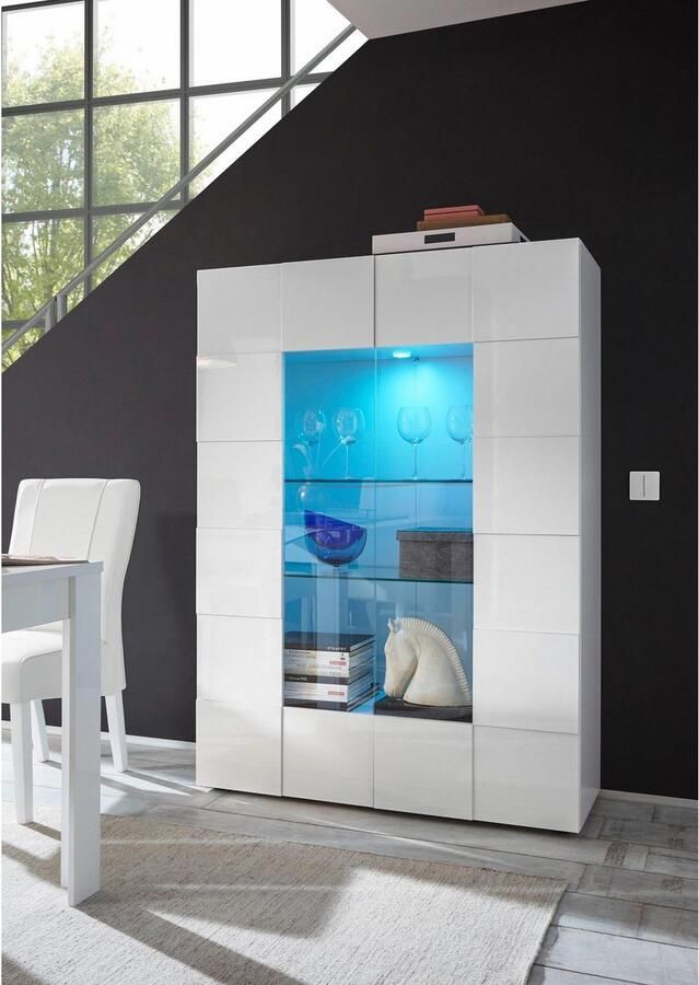 INOSIGN Vitrinekast Dama Hoogte 166 cm Breedte 121 cm Opberg vitrinekast met 2 deuren Staande vitrine front in 3D-uiterlijk veel opbergruimte verschillende kleuren - Foto 3