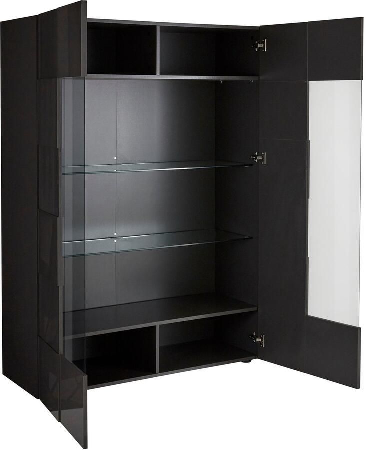 INOSIGN Vitrinekast Dama Hoogte 166 cm Breedte 121 cm Opberg vitrinekast met 2 deuren Staande vitrine front in 3D-uiterlijk veel opbergruimte verschillende kleuren