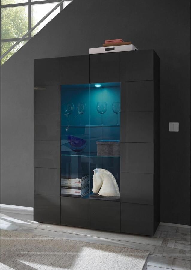 INOSIGN Vitrinekast Dama Hoogte 166 cm Breedte 121 cm Opberg vitrinekast met 2 deuren Staande vitrine front in 3D-uiterlijk veel opbergruimte verschillende kleuren - Foto 4