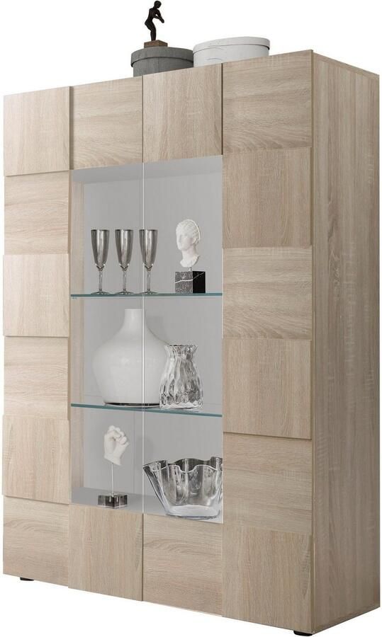 INOSIGN Vitrinekast Dama Hoogte 166 cm Breedte 121 cm Opberg vitrinekast met 2 deuren Staande vitrine front in 3D-uiterlijk veel opbergruimte verschillende kleuren - Foto 3