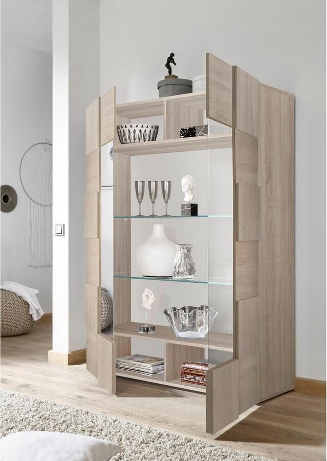 INOSIGN Vitrinekast Dama Hoogte 166 cm Breedte 121 cm Opberg vitrinekast met 2 deuren Staande vitrine front in 3D-uiterlijk veel opbergruimte verschillende kleuren - Foto 2