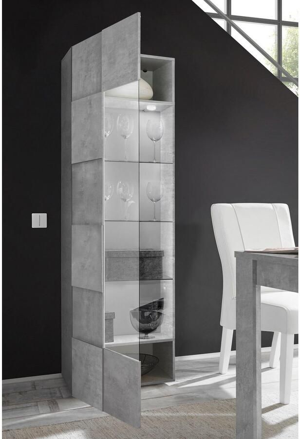 INOSIGN Vitrinekast Dama hoogte 187 cm breedte 60 cm opberg vitrine met 1 deur Staande vitrine front in 3D-uiterlijk veel opbergruimte verschillende kleuren - Foto 2