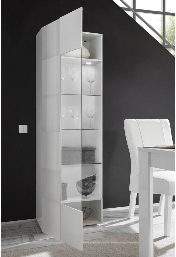 INOSIGN Vitrinekast Dama hoogte 187 cm breedte 60 cm opberg vitrine met 1 deur Staande vitrine front in 3D-uiterlijk veel opbergruimte verschillende kleuren - Foto 2