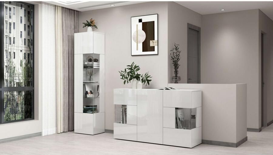 INOSIGN Vitrinekast Egypt volledig hoogglans gelakt 1 glazen deur met 3 glazen planken - Foto 13