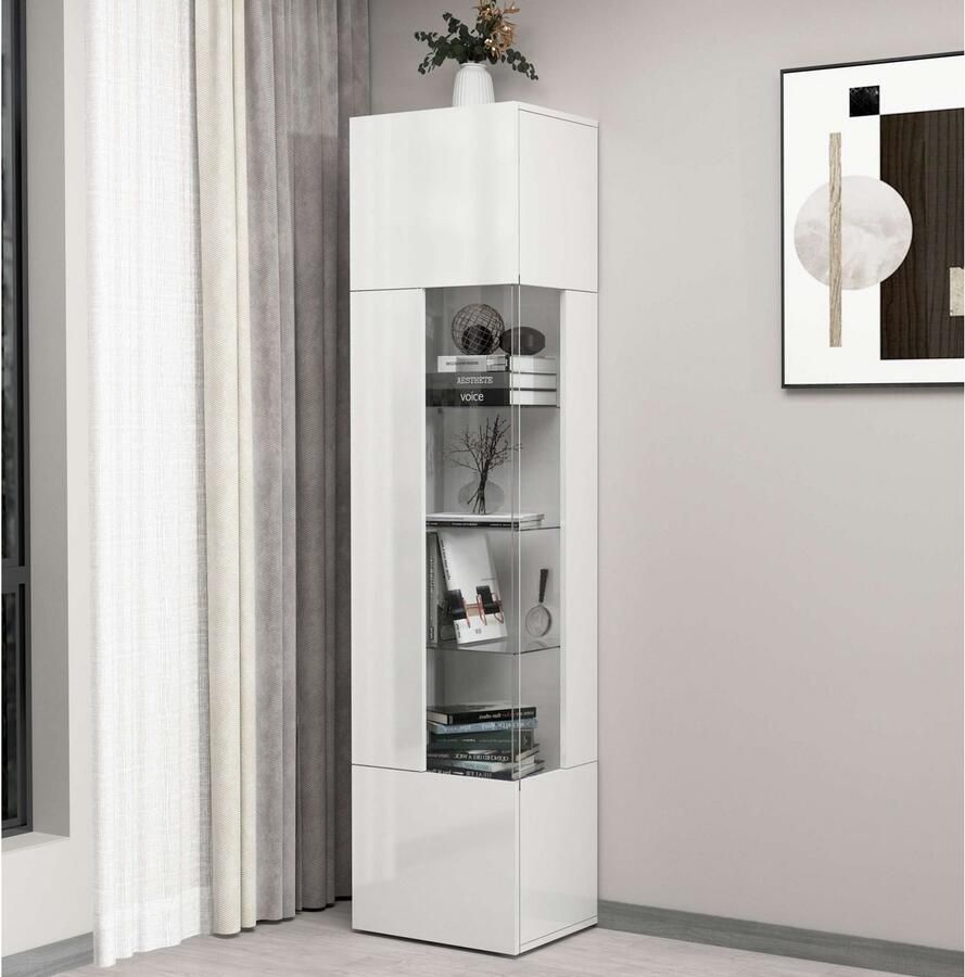 INOSIGN Vitrinekast Egypt volledig hoogglans gelakt 1 glazen deur met 3 glazen planken - Foto 11