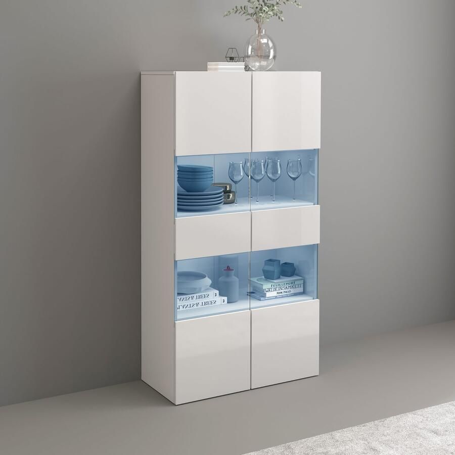 INOSIGN Vitrinekast Egypt volledig hoogglans gelakt 2 glazen deuren - Foto 2