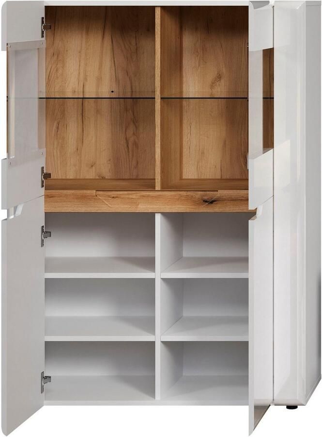 INOSIGN Vitrinekast Graz Hoge kast met glazen deuren Grifflos breedte 96 cm hoogte 132 cm (1 stuk) - Foto 3