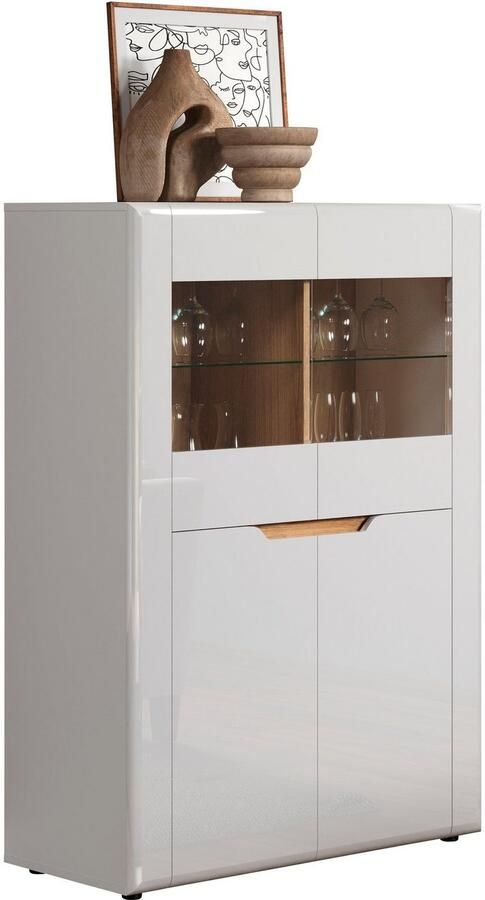 INOSIGN Vitrinekast Graz Hoge kast met glazen deuren Grifflos breedte 96 cm hoogte 132 cm (1 stuk) - Foto 9