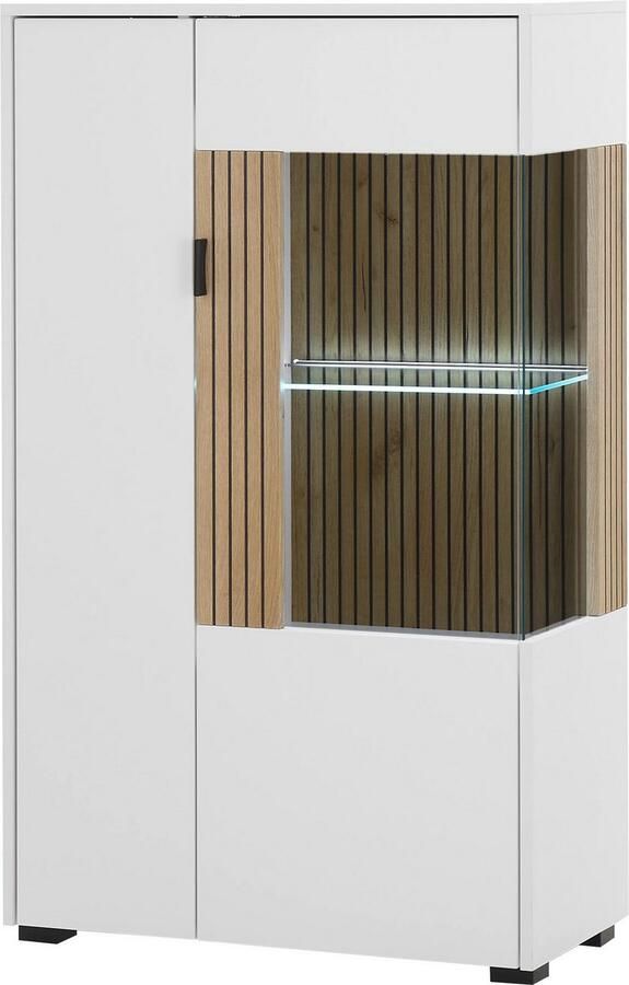 INOSIGN Vitrinekast Hudson opberg vitrine staande vitrine in moderne trendkleur handgrepen van metaal (zwart) hoogte 125 cm - Foto 3