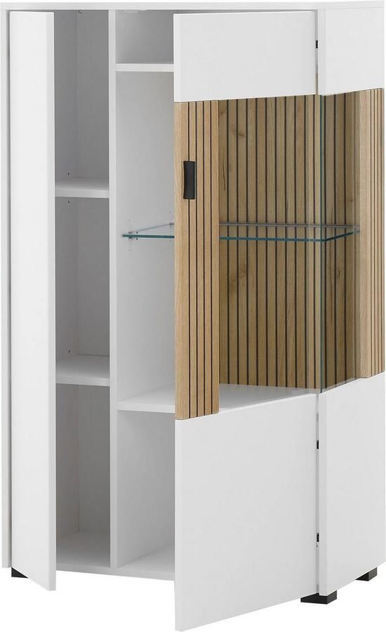 INOSIGN Vitrinekast Hudson opberg vitrine staande vitrine in moderne trendkleur handgrepen van metaal (zwart) hoogte 125 cm - Foto 4