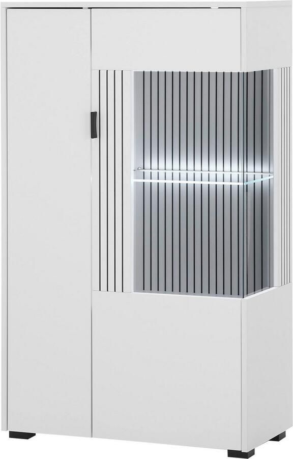 INOSIGN Vitrinekast Hudson opberg vitrine staande vitrine in moderne trendkleur handgrepen van metaal (zwart) hoogte 125 cm - Foto 3