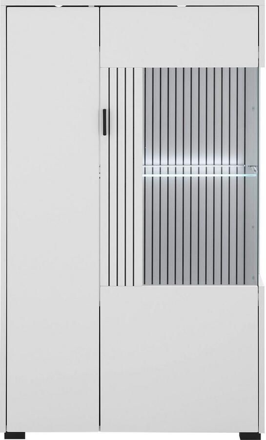 INOSIGN Vitrinekast Hudson opberg vitrine staande vitrine in moderne trendkleur handgrepen van metaal (zwart) hoogte 125 cm - Foto 5