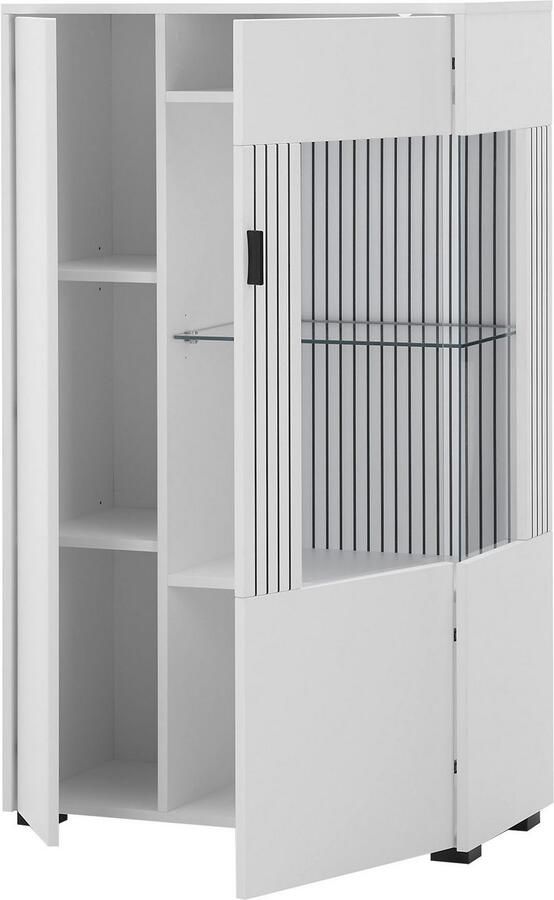 INOSIGN Vitrinekast Hudson opberg vitrine staande vitrine in moderne trendkleur handgrepen van metaal (zwart) hoogte 125 cm - Foto 4