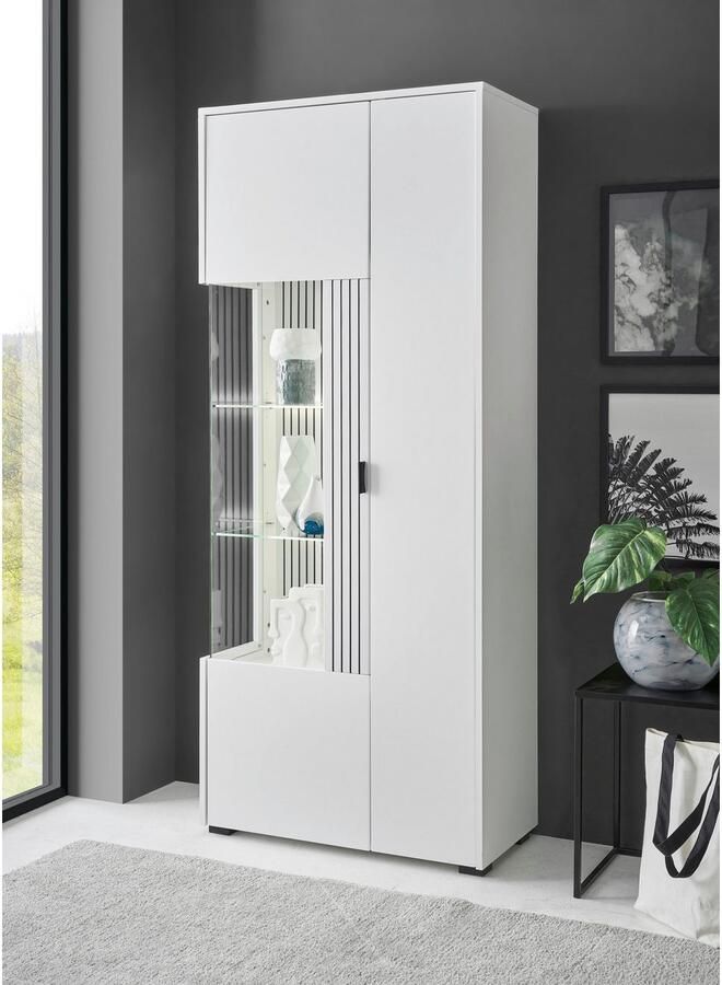 INOSIGN Vitrinekast Hudson opberghangkast in moderne trendkleur handgrepen van metaal (zwart) hoogte 180 cm - Foto 2