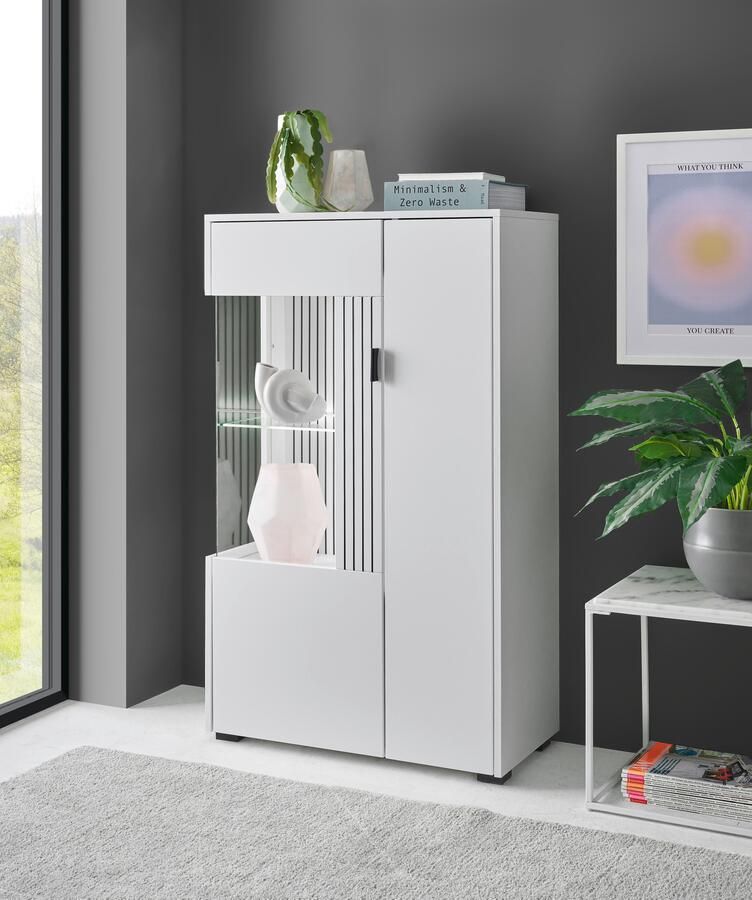 INOSIGN Vitrinekast Hudson opberghangkast in moderne trendkleur handgrepen van metaal (zwart) hoogte 125 cm - Foto 6