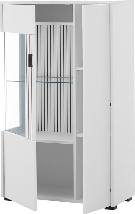 INOSIGN Vitrinekast Hudson opberghangkast in moderne trendkleur handgrepen van metaal (zwart) hoogte 125 cm - Foto 4