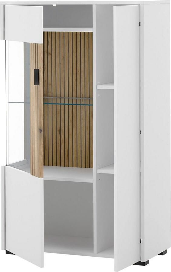INOSIGN Vitrinekast Hudson opberghangkast in moderne trendkleur handgrepen van metaal (zwart) hoogte 125 cm - Foto 4
