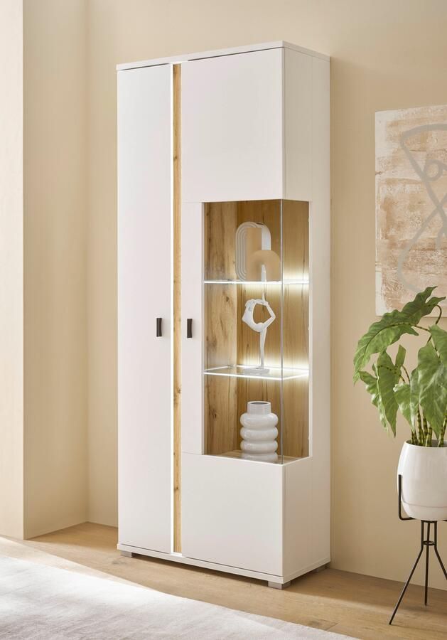 INOSIGN Vitrinekast LONG ISLAND opberghangkast in moderne trendkleur inclusief verticale verlichting breedte 80 cm (1 stuk) - Foto 6