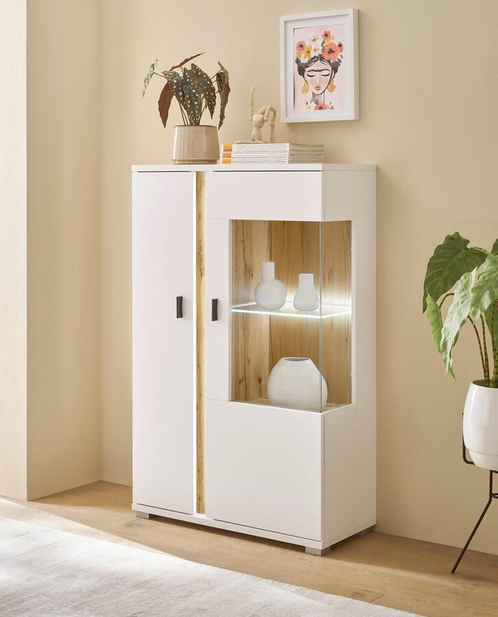 INOSIGN Vitrinekast LONG ISLAND opberghangkast in moderne trendkleur inclusief verticale verlichting breedte 80 cm (1 stuk) - Foto 6