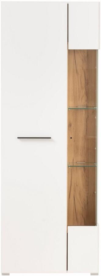 INOSIGN Vitrinekast Salerno Hoge kast Glazen vitrine Wit met Eik Evoke Decor modern. Metalen handgrepen voldoende opbergruimte veelzijdig inzetbaar 72 cm breed - Foto 8