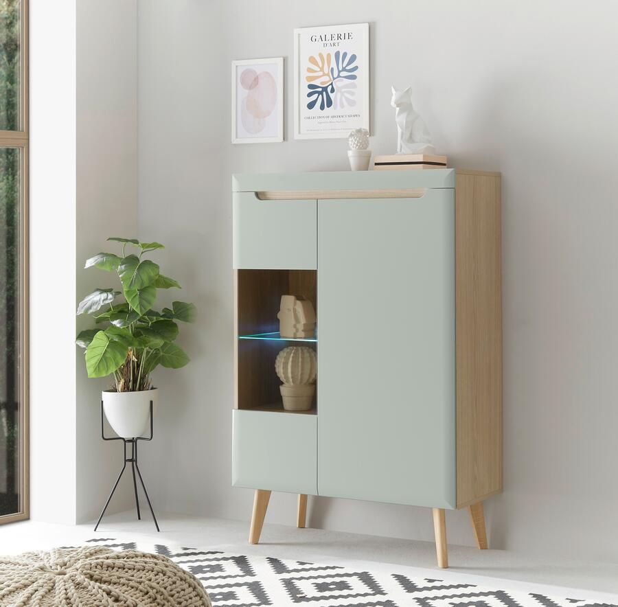 INOSIGN Vitrinekast Torge hoge kast glazen vitrine staande vitrine vitrinekast in drie verschillende kleuren beschikbaar glazen deur & -bodem 90 cm breed (1 stuk) - Foto 6