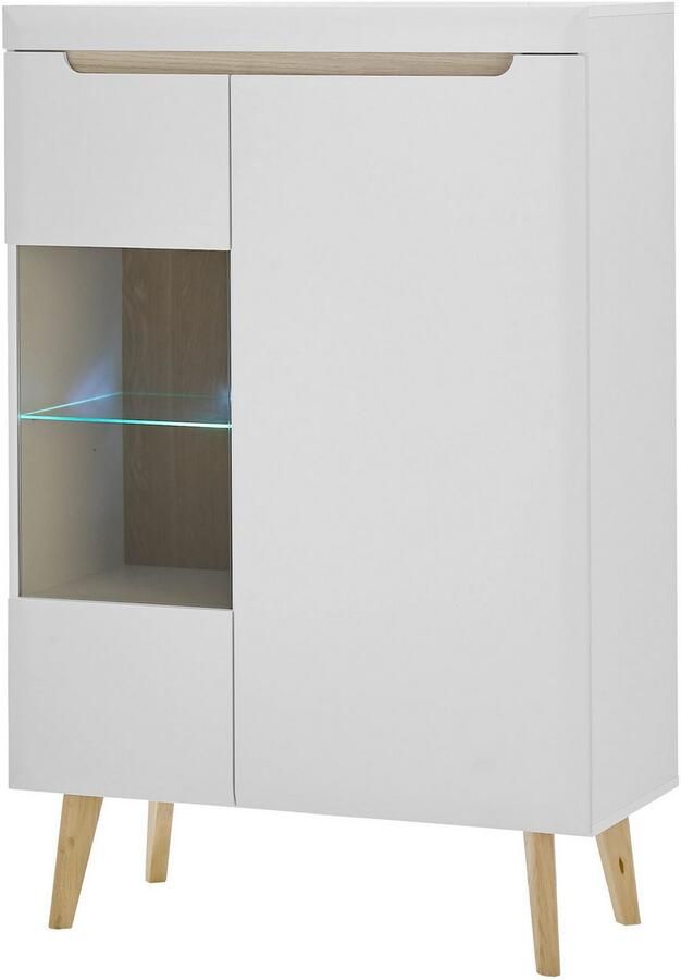 INOSIGN Vitrinekast Torge hoge kast glazen vitrine staande vitrine vitrinekast in drie verschillende kleuren beschikbaar glazen deur & -bodem 90 cm breed (1 stuk) - Foto 3