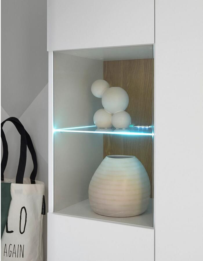 INOSIGN Wandmeubel Torge wandmeubel kastwand mediawand woonkamer-set bevat 2 vitrines 1 lowboard + 1 wandplank 290 cm breed (set 4-delig)