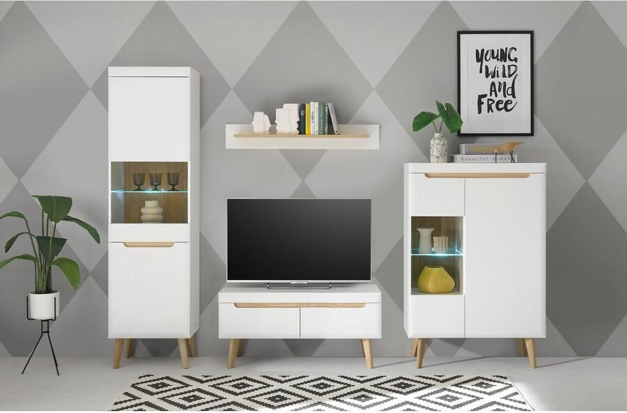 INOSIGN Vitrinekast Torge hoge kast glazen vitrine staande vitrine vitrinekast in drie verschillende kleuren beschikbaar glazen deur & -bodem 90 cm breed (1 stuk) - Foto 5