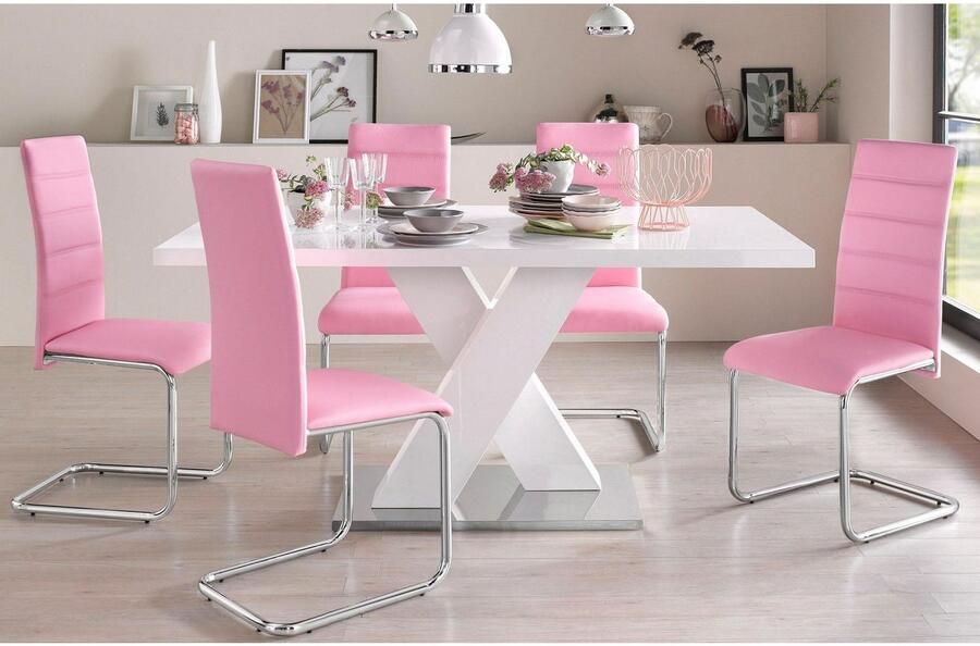 INOSIGN Vrijdragende stoel Adora (2 of set van 4) bekleding in imitatieleer verchroomd metalen frame (set) - Foto 4