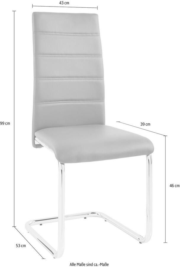 INOSIGN Vrijdragende stoel Adora (2 of set van 4) bekleding in imitatieleer verchroomd metalen frame (set) - Foto 4