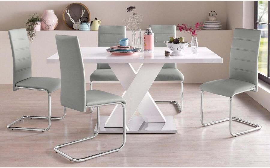 INOSIGN Vrijdragende stoel Adora (2 of set van 4) bekleding in imitatieleer verchroomd metalen frame (set) - Foto 4