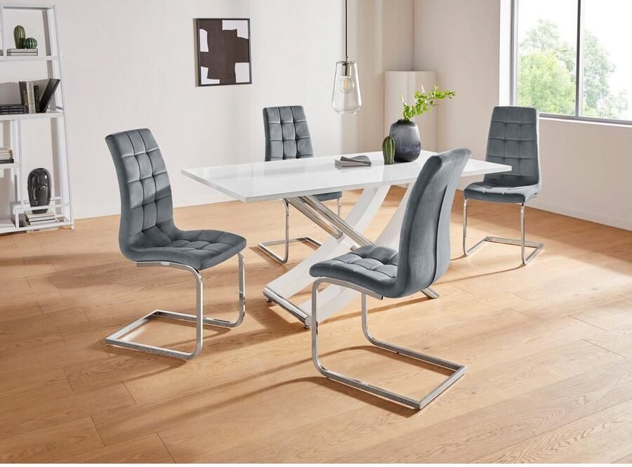 INOSIGN Vrijdragende stoel Lola set van 2 of 4 bekleding van imitatieleer of fluweelstof chroom metalen frame (set) - Foto 4