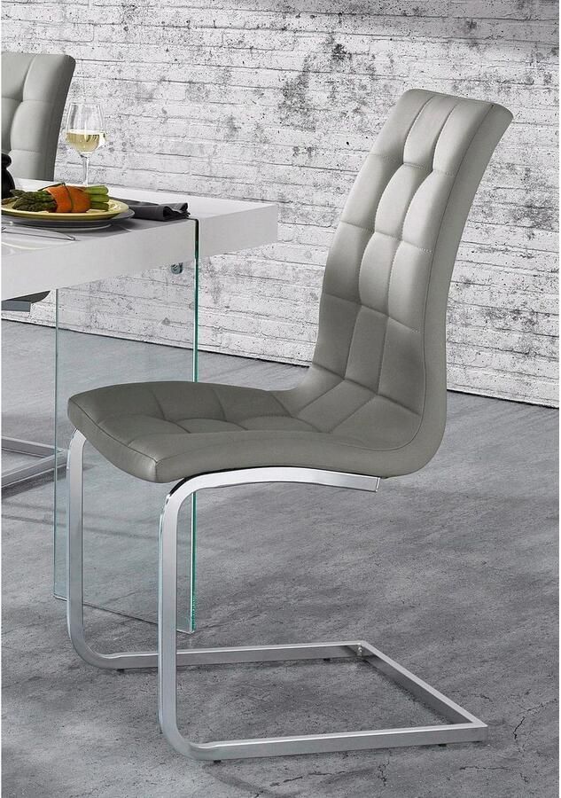 INOSIGN Vrijdragende stoel Lola set van 2 of 4 bekleding van imitatieleer of fluweelstof chroom metalen frame (set) - Foto 3